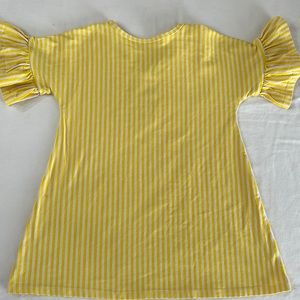 Alice and Ames Yellow Stripe Bell Sleeve Dress
